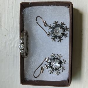 Silpada sterling cubic zirconia snowflake earrings and ring